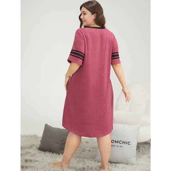 2/$25  Size 12 Large BloomChic T-shirt Dress w/ Stripped Short Sleeve & POCKETS - Picture 3 of 11